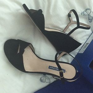 Stuart Weitzman Black Suede Wedge Sandals